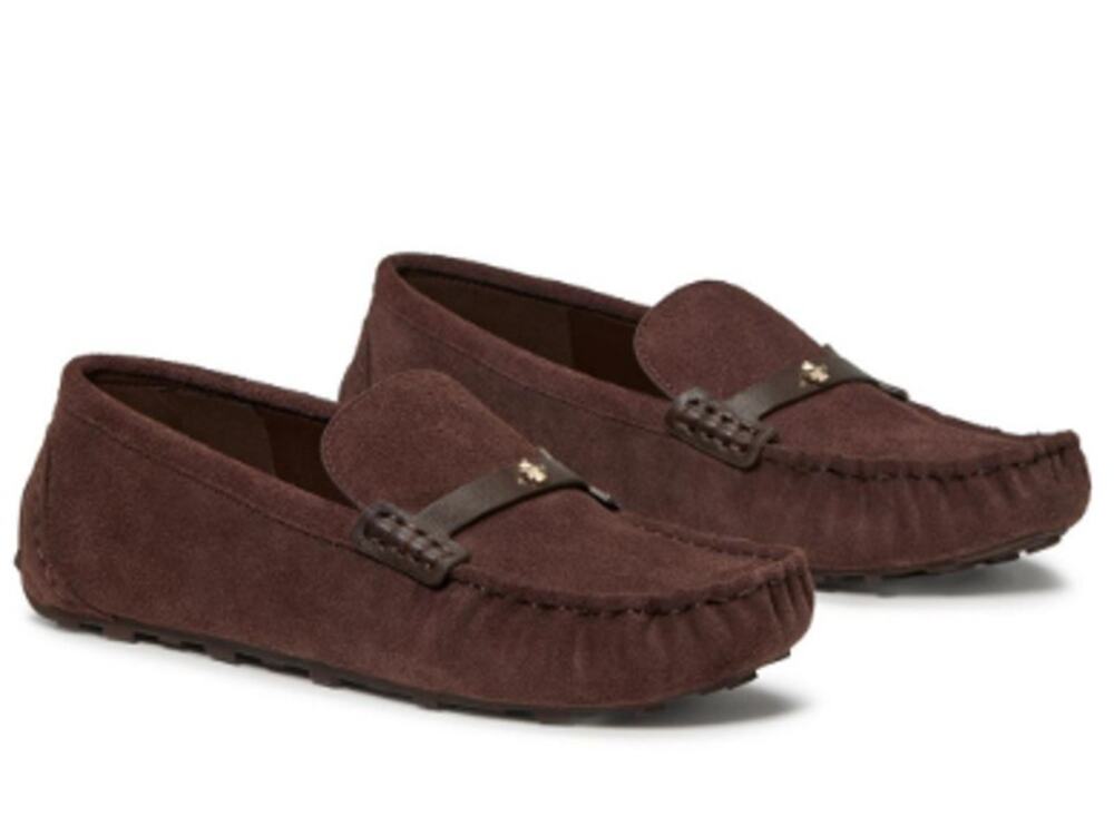 Kate Spade SP FLWR Stud Moccasin Shoes Womens Size 8.5 Brown Suede Loafers New